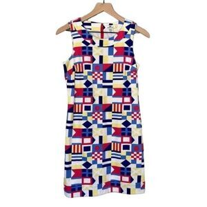 Vineyard Vines Dress 2 XS Nautical Flag Geometric Sheath Sleeveless Vibrant